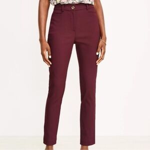 Ann Taylor LOFT The Sutton Skinny Dress Pants in Rich Aubergine Maroon Size 10